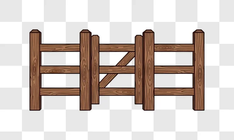 cartoon wooden gate partially open