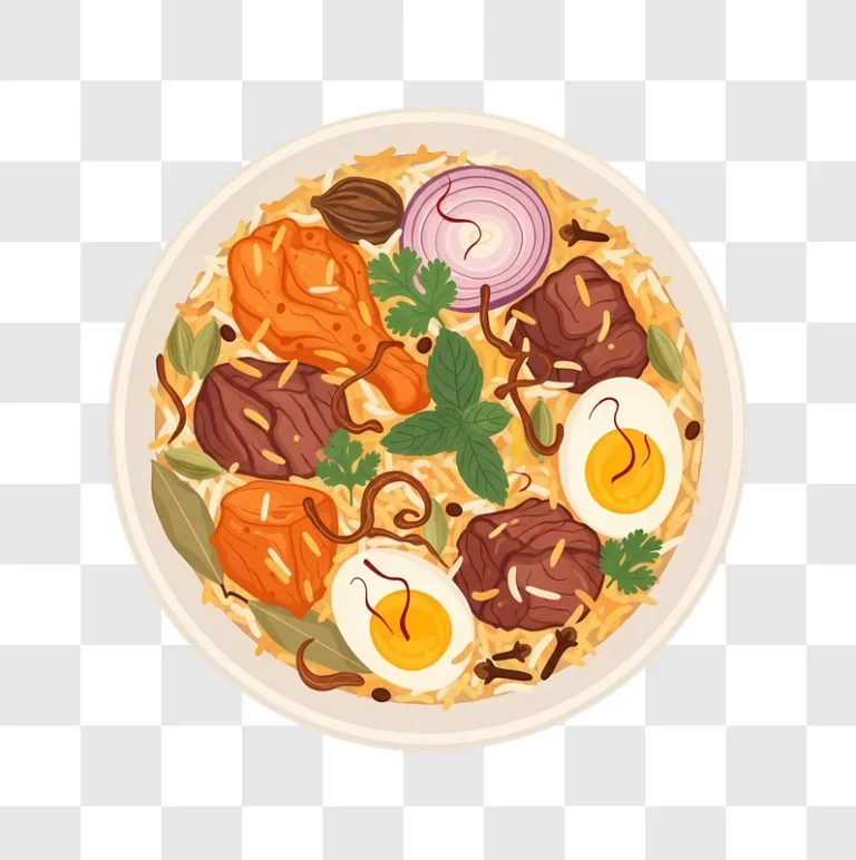 chicken biryani with egg and spices