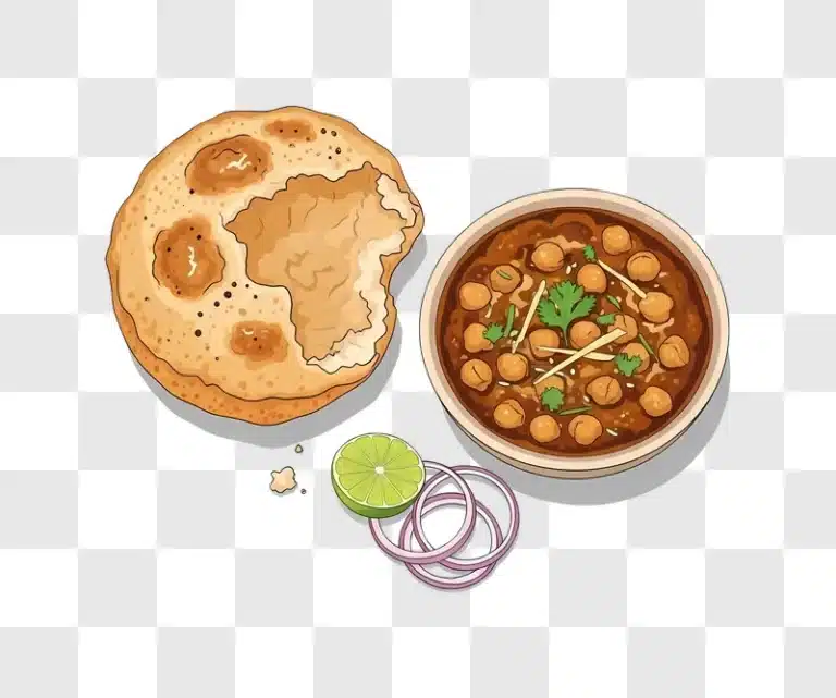 chickpea curry with naan and lime