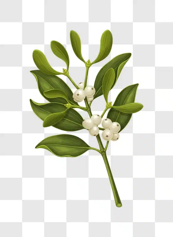 christmas mistletoe branch with white berries