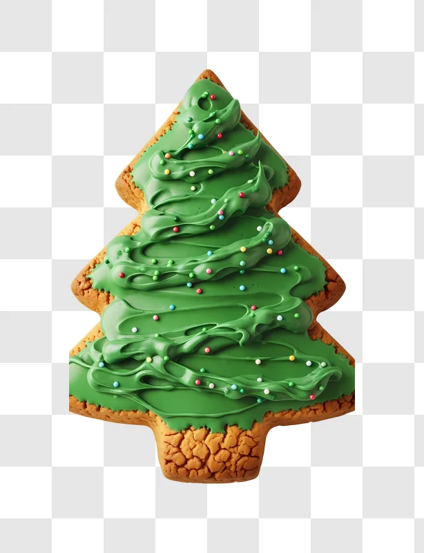 christmas tree cookie with green icing and sprinkles