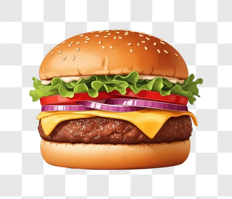 classic hamburger with sesame seed bun
