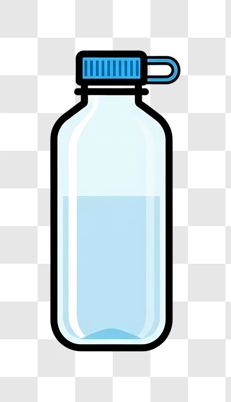 clear water bottle with blue cap