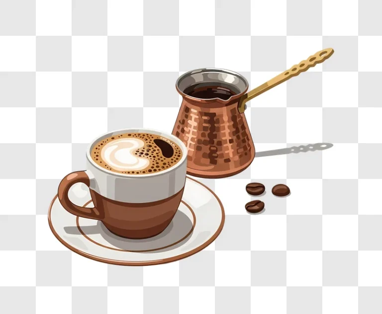 coffee cup and turkish coffee pot