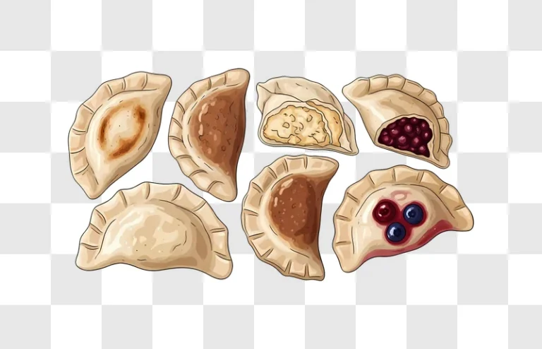 collection of delicious dumplings with fillings