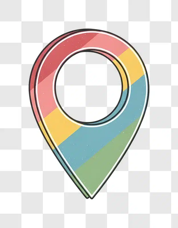 colorful location pin on diagonal background