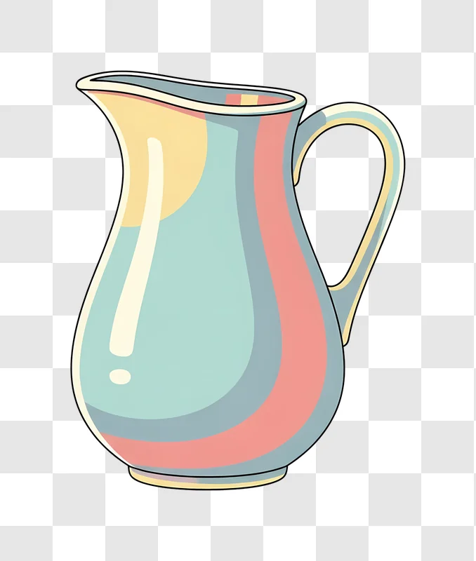 colorful stylized pitcher with handle