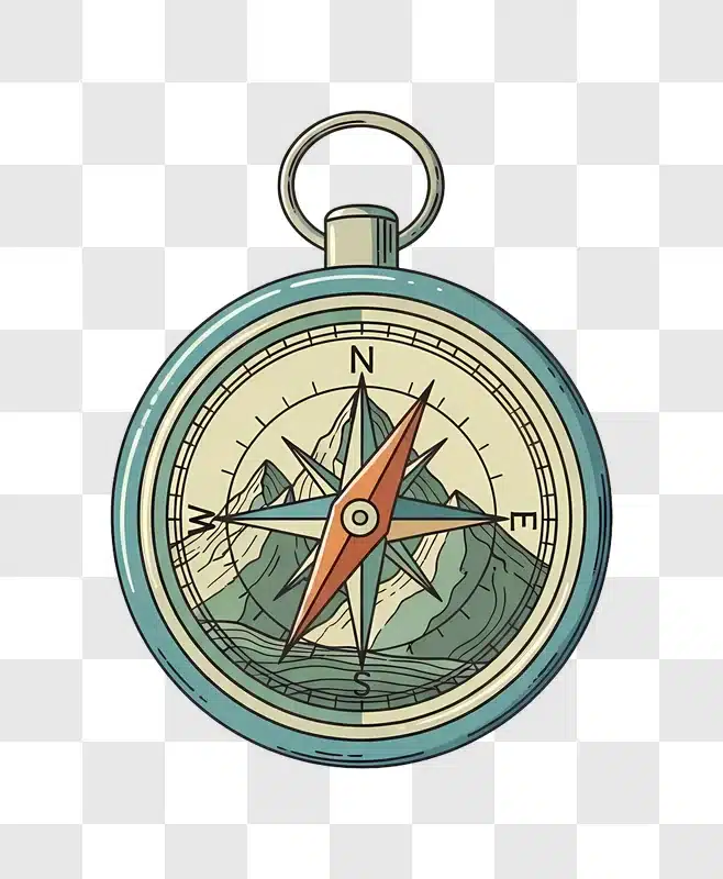 compass with mountain