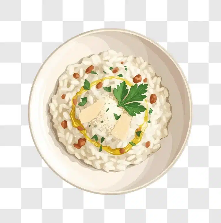 creamy risotto with parmesan and parsley dish