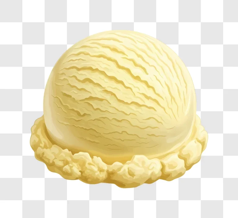 creamy vanilla ice cream scoop on yellow background
