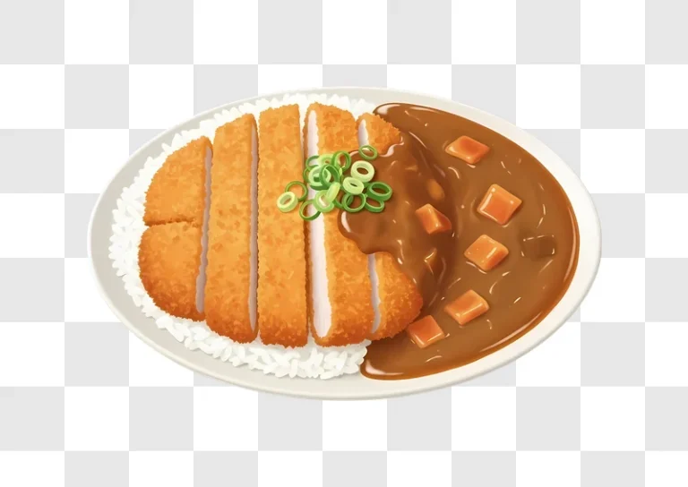 crispy chicken katsu with curry sauce over rice
