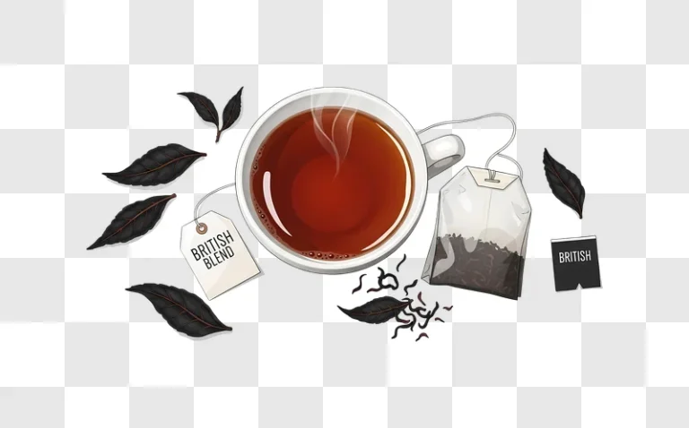cup of british tea with leaves
