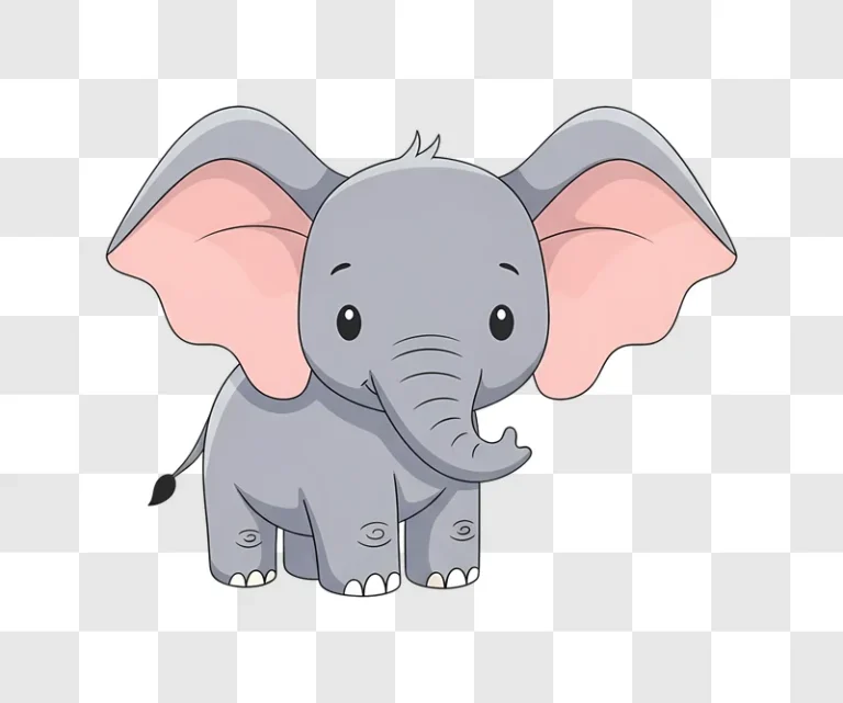 cute cartoon elephant standing on white  1
