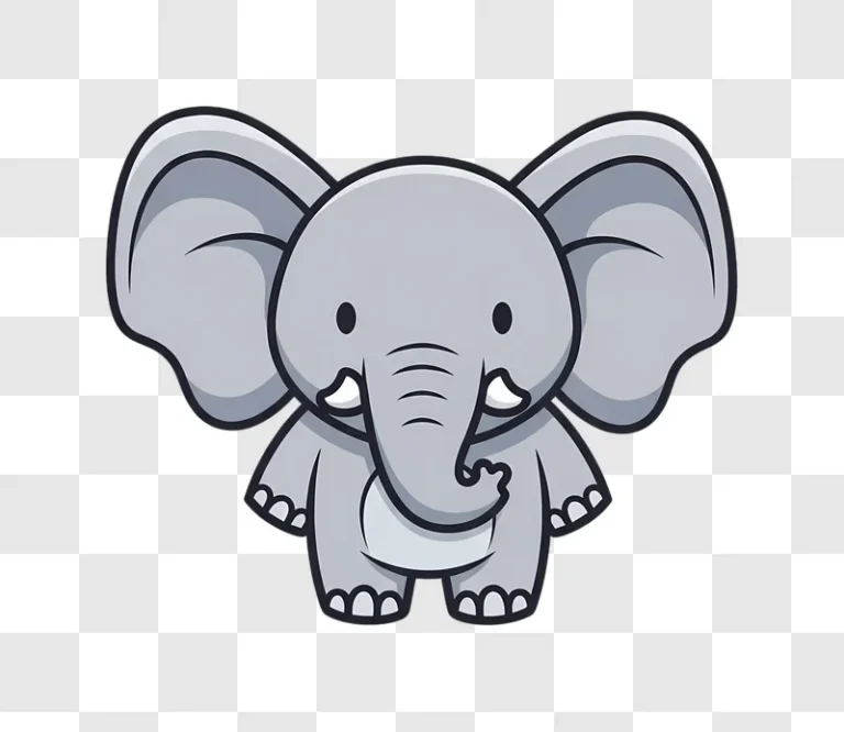 cute cartoon elephant standing on white