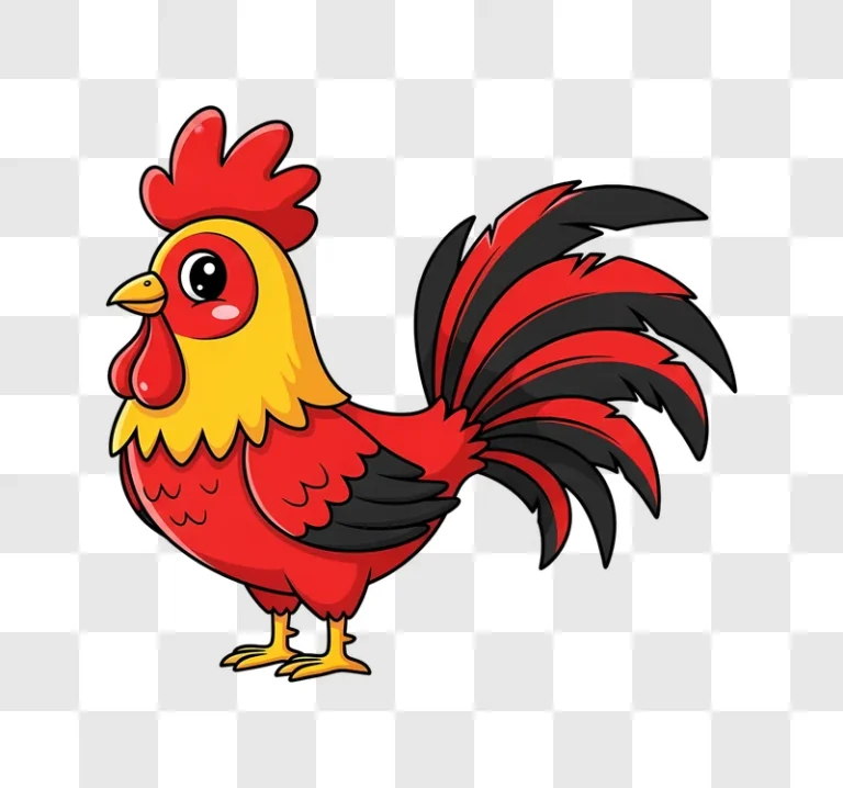 cute cartoon rooster standing on stage