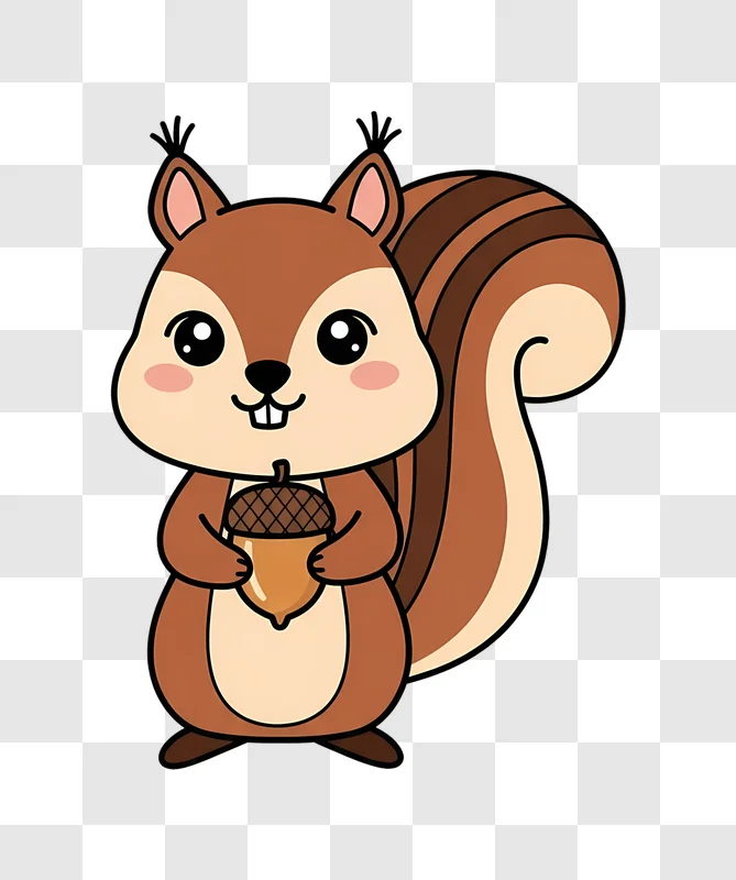 cute cartoon squirrel holding an acorn