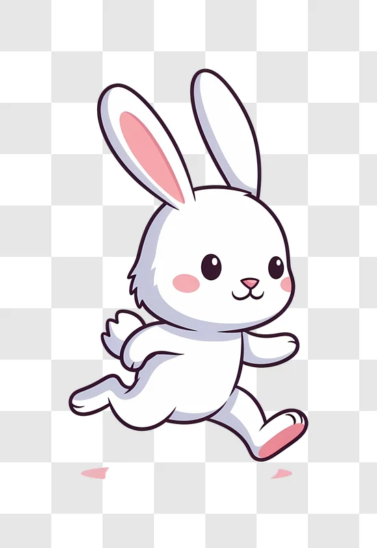 cute white rabbit running