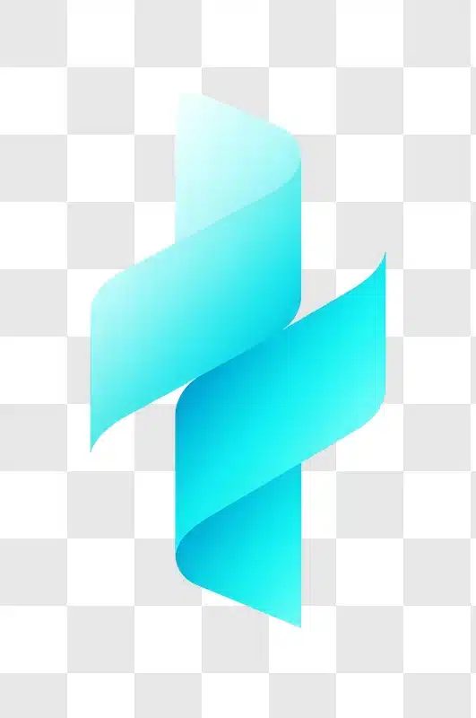 cyan ribbon swirl abstract design on soft blue background