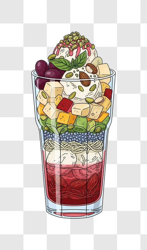 dessert parfait in glass with fruit