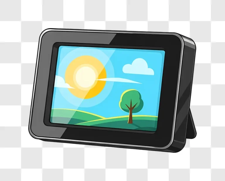 digital photo frame displaying sunny cartoon landscape