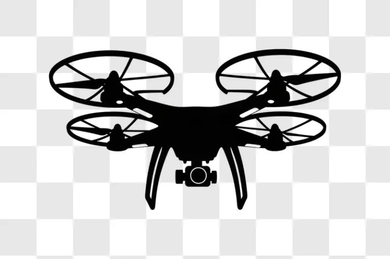 drone quadcopter silhouette with camera