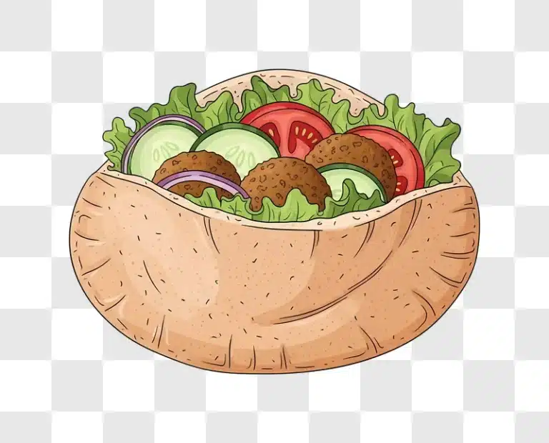 falafel pita sandwich with vegetables and lettuce