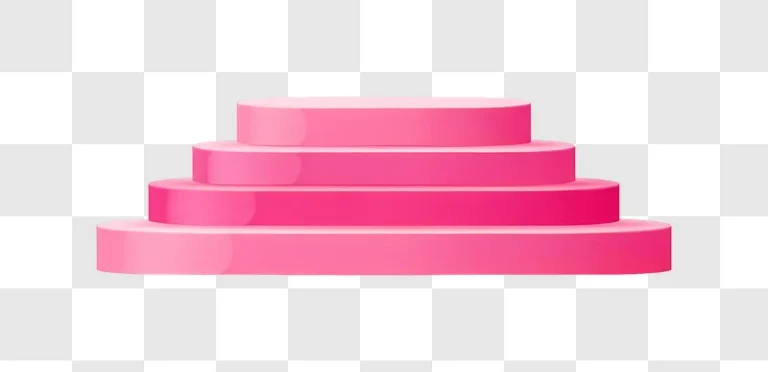 four tier pink display platform on pink background