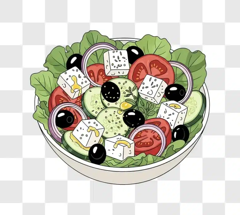 fresh greek salad with feta cheese