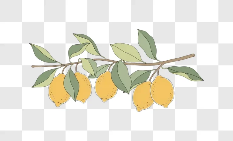 fresh lemons on a branch with leaves