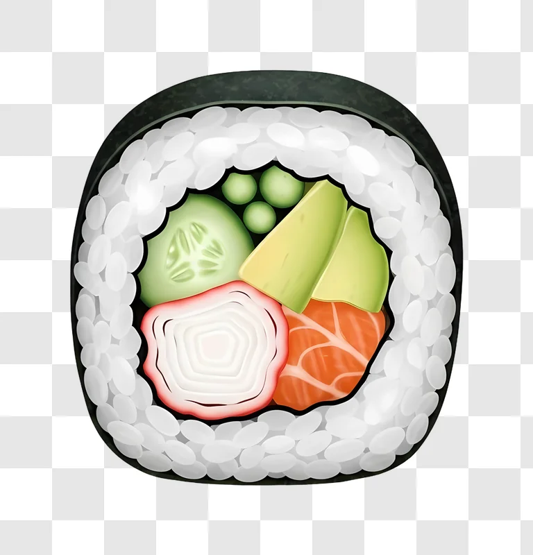 fresh sushi roll with salmon avocado cucumber
