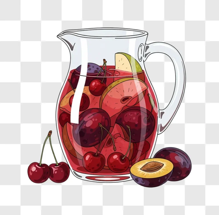 fruit infused pitcher with cherries and plums