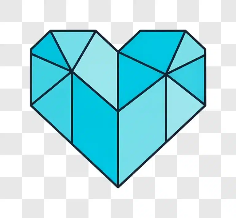 geometric blue heart shape with shadow