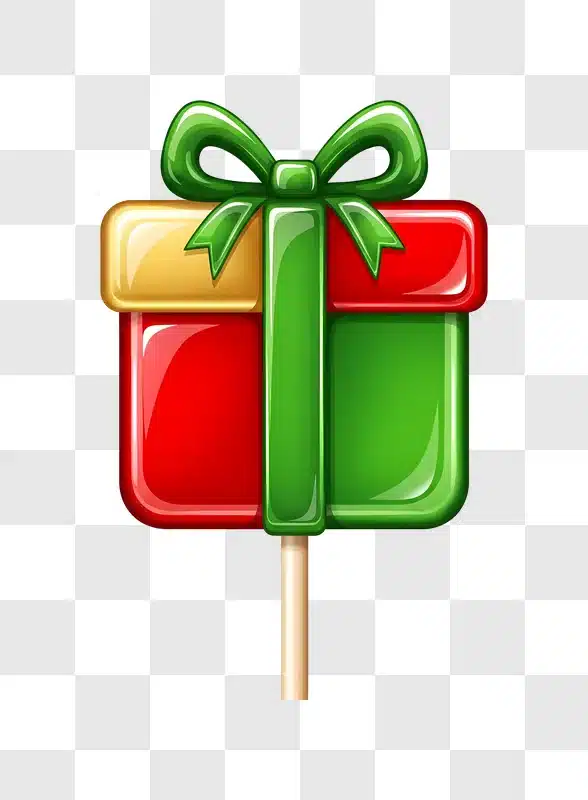 gift lollipop with green ribbon and bow