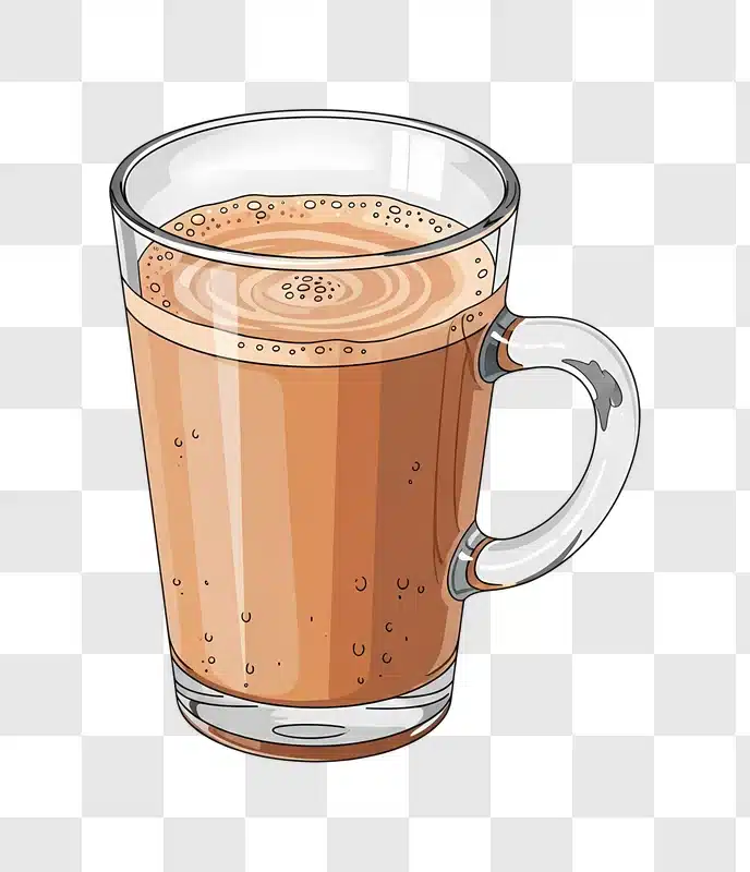 glass mug of frothy coffee close up