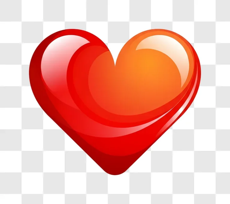 glossy red heart with orange gradient glow