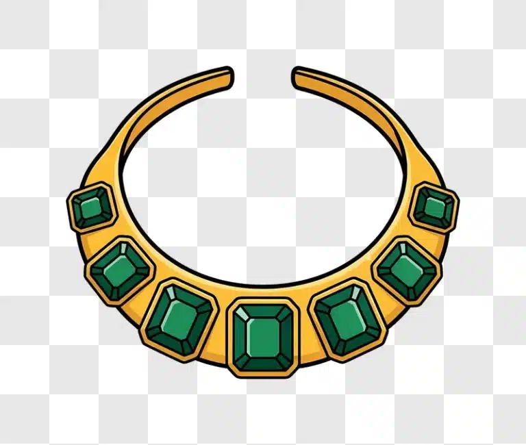 gold necklace with emerald gemstones