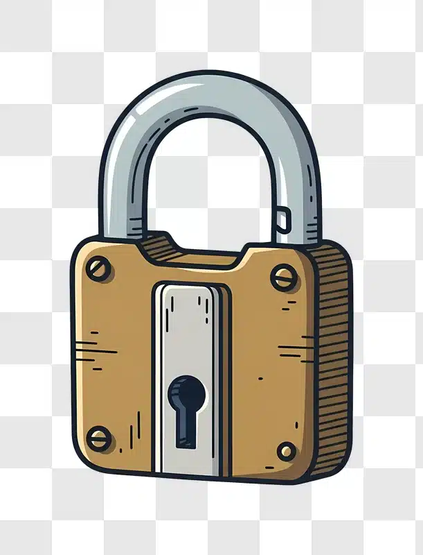 golden padlock with silver shackle