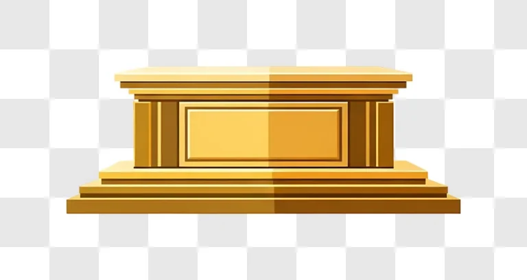 golden podium with black background on white