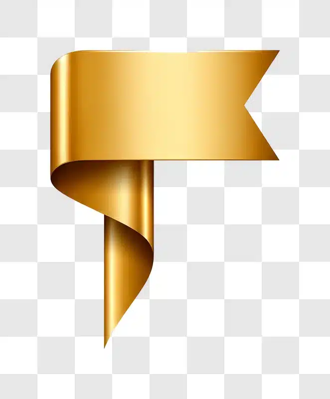 golden ribbon banner with purple accents