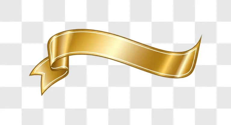 golden ribbon with white trim on brown