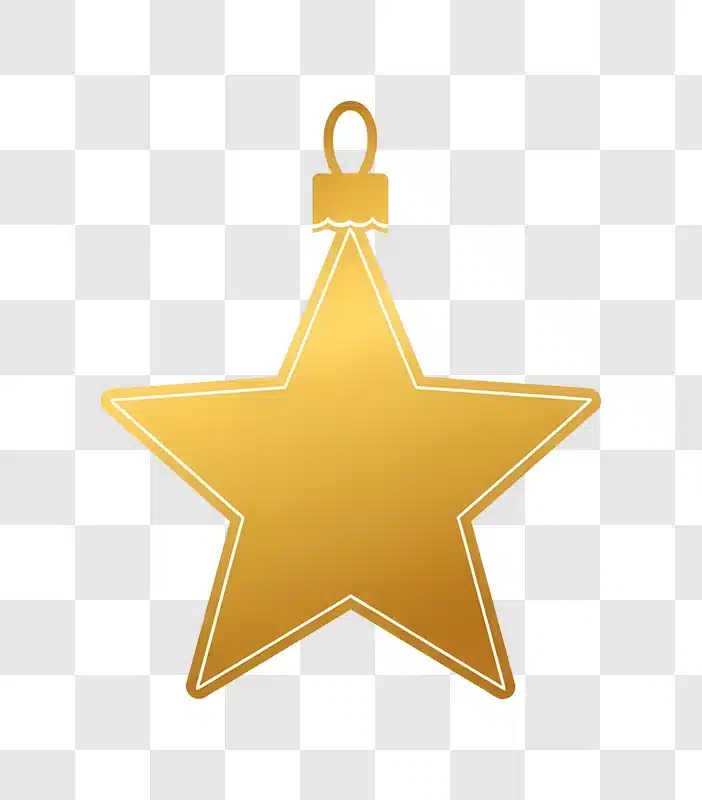 golden star christmas ornament on yellow