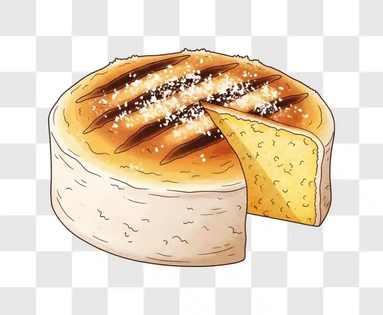 golden tart with chocolate stripes and sugar