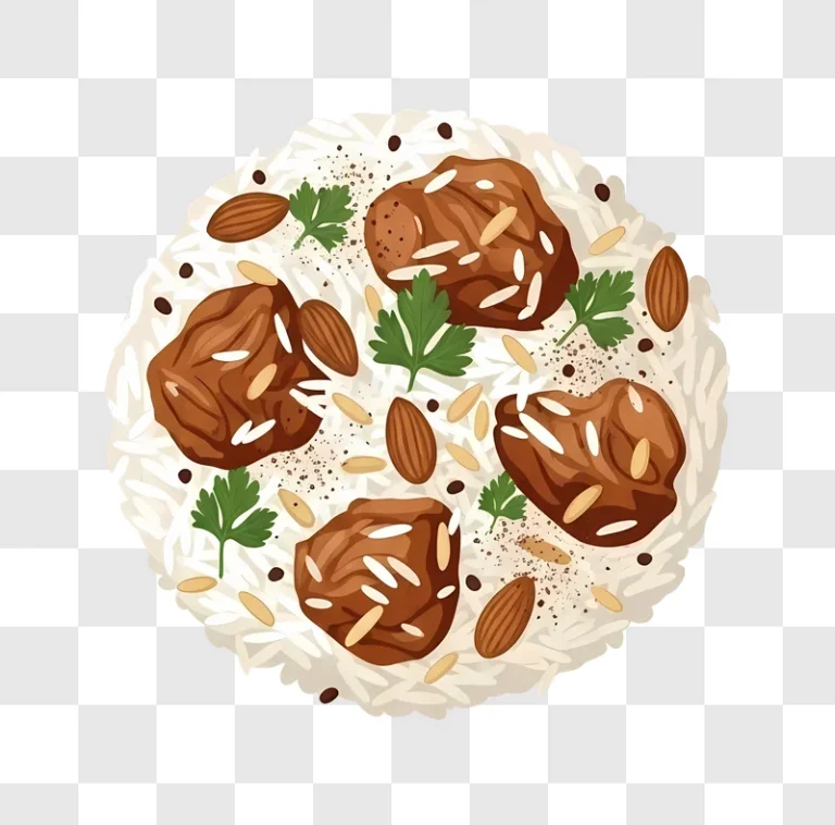 gourmet rice with meat almonds and parsley