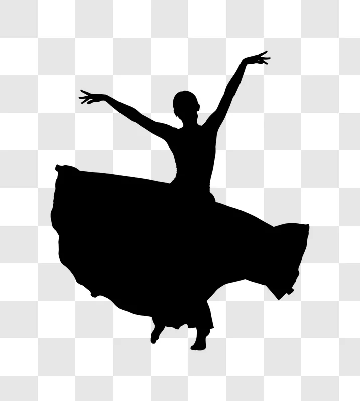 graceful female dancer silhouette on black