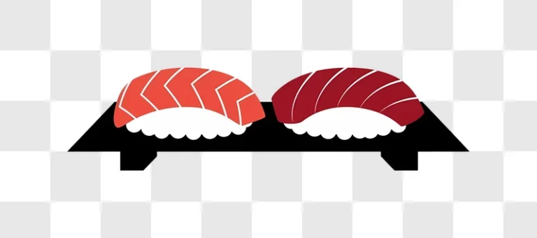 graphic salmon and tuna nigiri on black