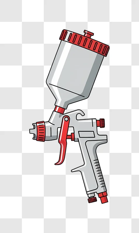 gray red paint spray gun cartoon illustration  1
