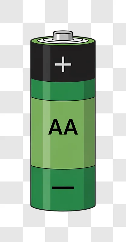 green aa battery with positive negative signs