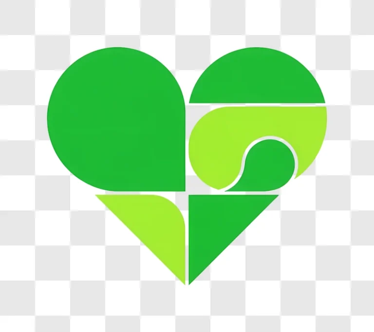 green abstract shapes on white background