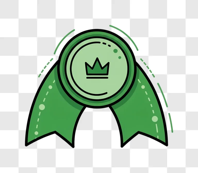 green award ribbon with crown icon