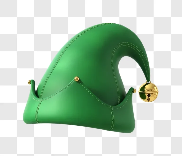 green elf hat with golden bell close up
